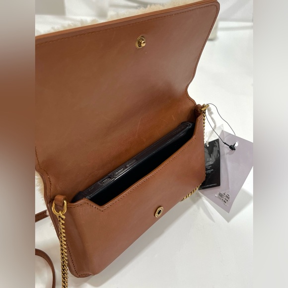 SAINT LAURENT Monogram shearling-paneled wallet on chain - Picture 7 of 12